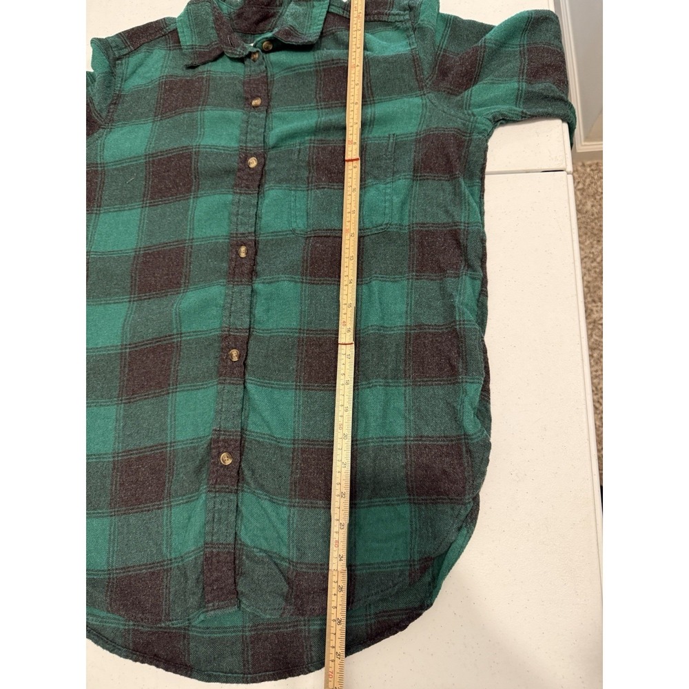 American Eagle‎ Outfitters Green Black Plaid Flannel Boyfriend Fit Shirt Medium - Picture 9 of 10